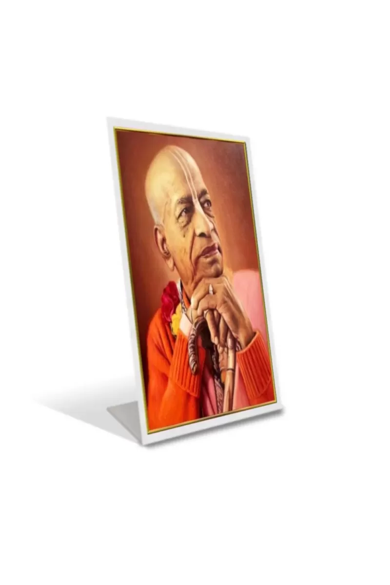 Car Desk/Table Top Bhaktivedanta Swami Prabhupada  Acrylic L-Style Photo Stand - 2.5x3.5 Inches, Compact And Stylish Spiritual Display (F6696)