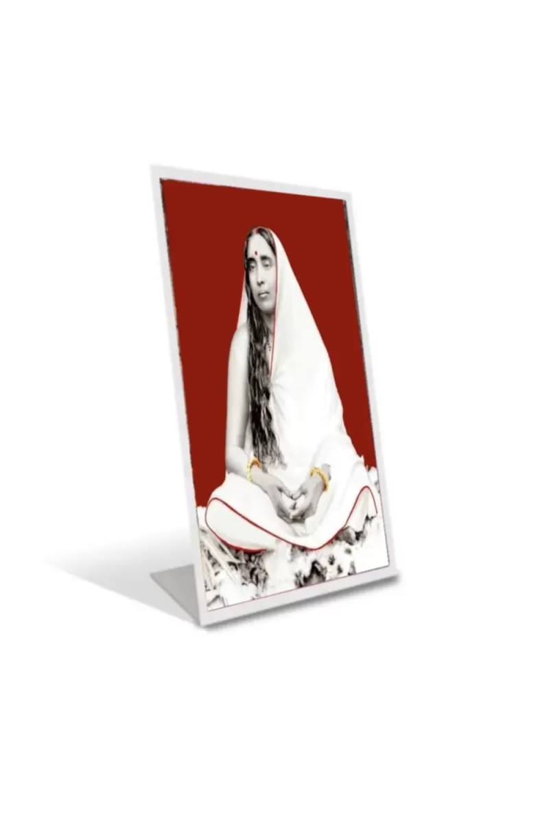 Car Desk/Table Top Shree Sarada Maa Acrylic L-Style Photo Stand - 2.5x3.5 Inches, Compact And Stylish Spiritual Display (F6697)