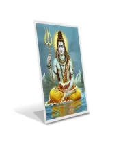 Car Desk/Table Top Lord Shiva Acrylic L-Style Photo Stand - 2.5x3.5 Inches, Compact And Stylish Spiritual Display (F6702)