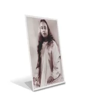 Car Desk/Table Top Paramahansa Yogananda Acrylic L-Style Photo Stand - 2.5x3.5 Inches, Compact And Stylish Spiritual Display (F6705)