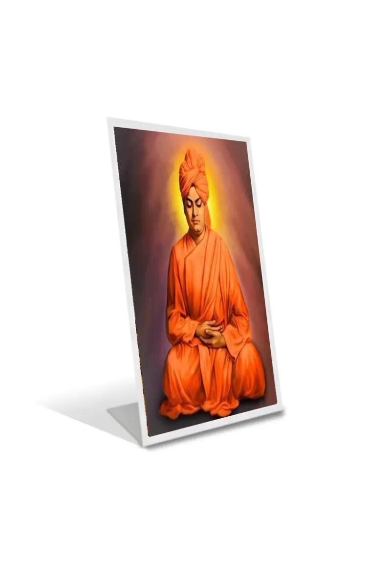 Car Desk/Table Top Sri Swami Vivekananda Acrylic L-Style Photo Stand - 2.5x3.5 Inches, Compact And Stylish Spiritual Display (F6709)
