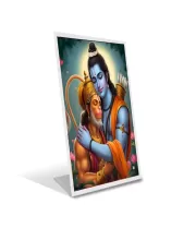 Car Desk/Table Top  Lord Ram Lord Hanuman Acrylic L-Style Photo Stand - 2.5x3.5 Inches, Compact And Stylish Spiritual Display (F6712)