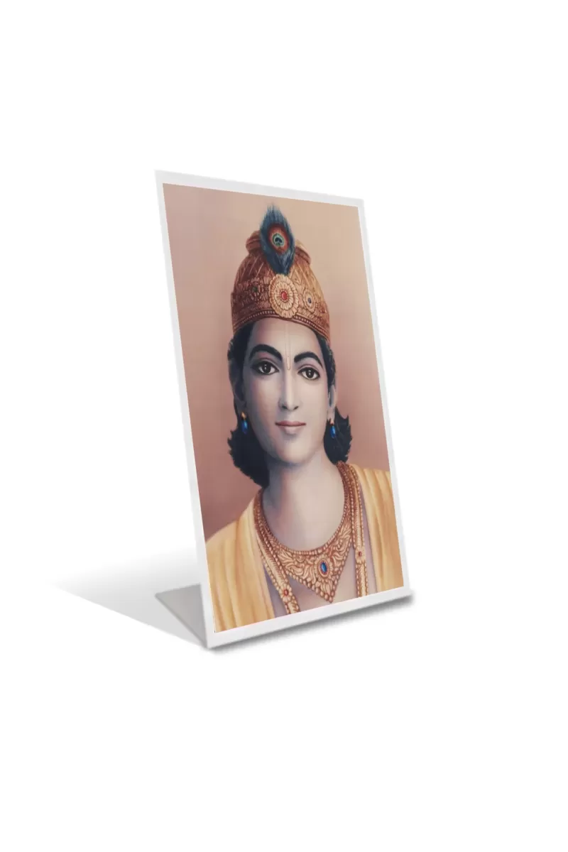 Car Desk/Table Top  Bhagavan Krishna Acrylic L-Style Photo Stand - 2.5x3.5 Inches, Compact And Stylish Spiritual Display (F6713)