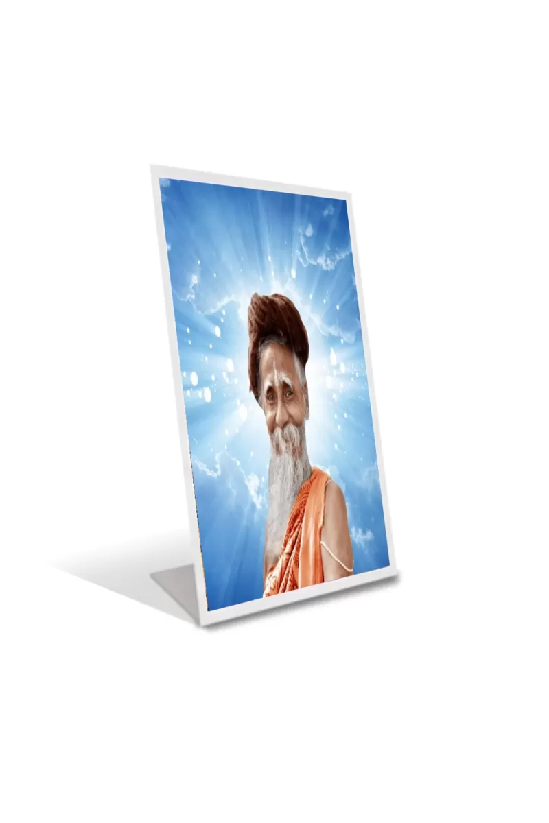 Car Desk/Table Top Sri Sri Sitaramdas Omkarnath Acrylic L-Style Photo Stand - 2.5x3.5 Inches, Compact And Stylish Spiritual Display (F6722)