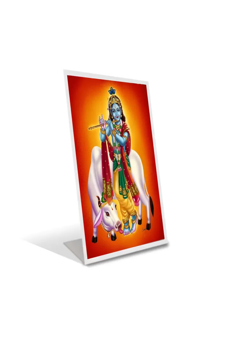 Car Desk/Table Top Divine Krishna Acrylic L-Style Photo Stand - 2.5x3.5 Inches, Compact And Stylish Spiritual Display (F6724)