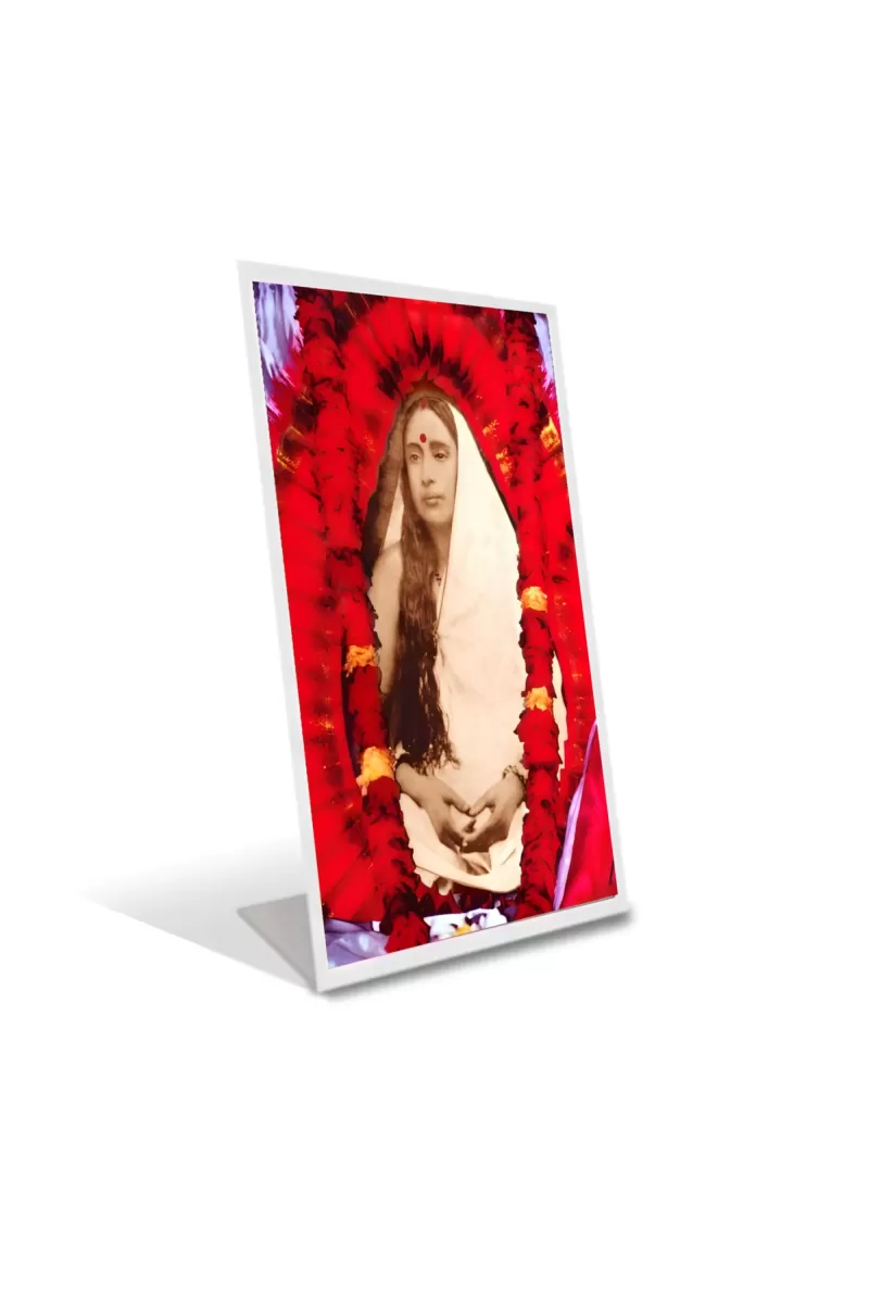 Car Desk/Table Top Devi Sarada Maa Acrylic L-Style Photo Stand - 2.5x3.5 Inches, Compact And Stylish Spiritual Display (F6728)