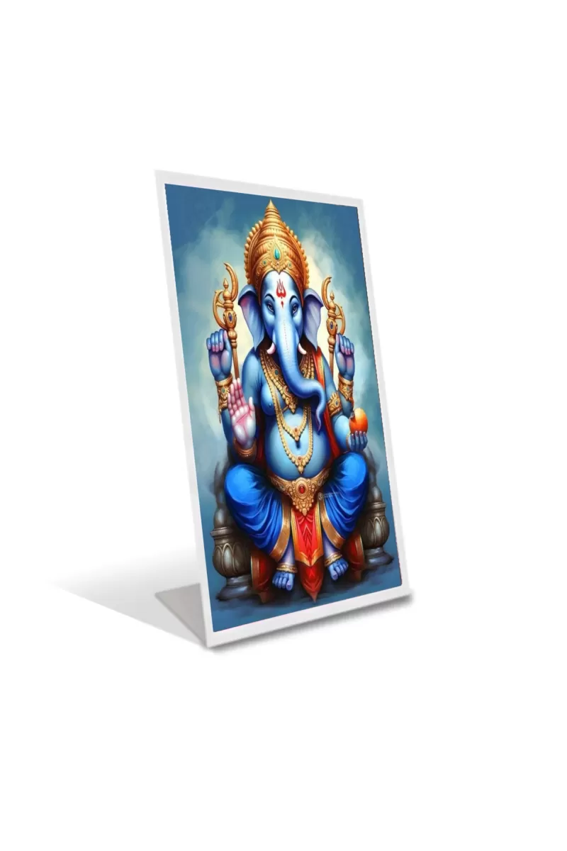 Car Desk/Table Top Lord Ganesh Acrylic L-Style Photo Stand - 2.5x3.5 Inches, Compact And Stylish Spiritual Display (F6732)
