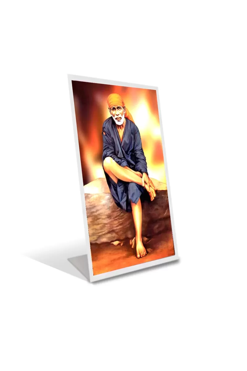 Car Desk/Table Top Shirdi Sai Baba Acrylic L-Style Photo Stand - 2.5x3.5 Inches, Compact And Stylish Spiritual Display (F6733)