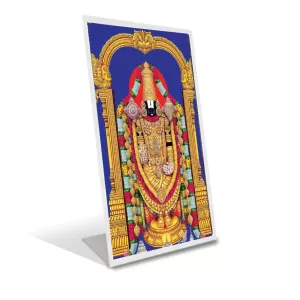 Car Desk/Table Top Tirupati Balaji Acrylic L-Style Photo Stand - 2.5x3.5 Inches, Compact And Stylish Spiritual Display (F6735)