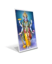 Car Desk/Table Top God Vishnu Acrylic L-Style Photo Stand - 2.5x3.5 Inches, Compact And Stylish Spiritual Display (F6736)