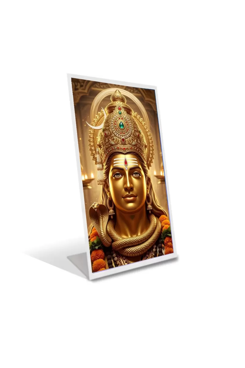 Car Desk/Table Top Lord Shiva Acrylic L-Style Photo Stand - 2.5x3.5 Inches, Compact And Stylish Spiritual Display (F6737)