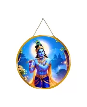 Lord Krishna 12x12 Inch Round Religious Photo Frame | Spiritual Wall Decor For Home Temple, Pooja Room & Office | Divine Wall Art Picture For Worship, Meditation & Gift (F13068)