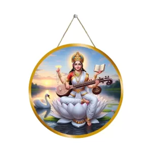 Goddess Saraswathi 12x12 Inch Round Religious Photo Frame | Spiritual Wall Decor For Home Temple, Pooja Room & Office | Divine Wall Art Picture For Worship, Meditation & Gift (F13062) Goddess Saraswathi 12x12 Inch Round Religious Photo Frame | Spiritual Wall Decor For Home Temple, Pooja Room & Office | Divine Wall Art Picture For Worship, Meditation & Gift (F13062)