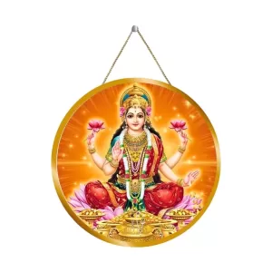 Goddess Lakshmi 12x12 Inch Round Religious Photo Frame | Spiritual Wall Decor For Home Temple, Pooja Room & Office | Divine Wall Art Picture For Worship, Meditation & Gift (F13066)
