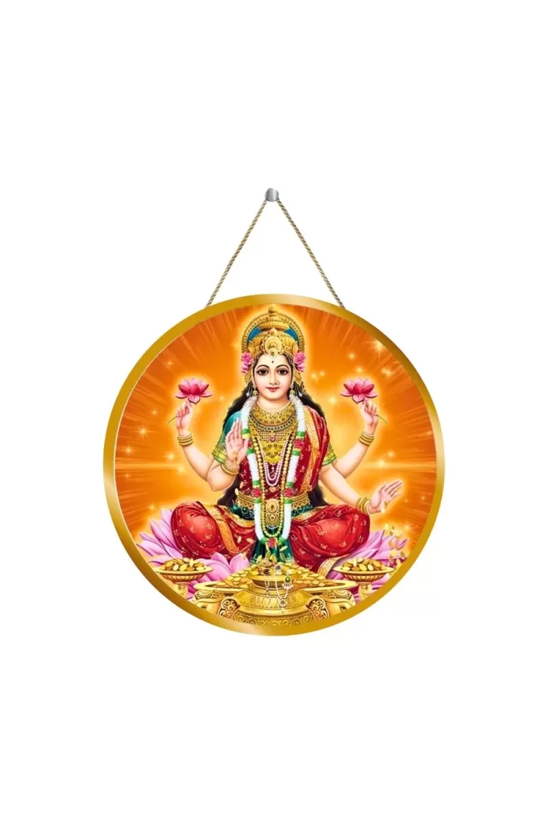 Goddess Lakshmi 12x12 Inch Round Religious Photo Frame | Spiritual Wall Decor For Home Temple, Pooja Room & Office | Divine Wall Art Picture For Worship, Meditation & Gift (F13066)