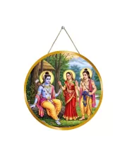 Lord Rama Sita Lakshmana 12x12 Inch Round Religious Photo Frame | Spiritual Wall Decor For Home Temple, Pooja Room & Office | Divine Wall Art Picture For Worship, Meditation & Gift (F13067)