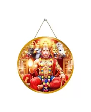 Lord Hanuman 12x12 Inch Round Religious Photo Frame | Spiritual Wall Decor For Home Temple, Pooja Room & Office | Divine Wall Art Picture For Worship, Meditation & Gift (F13071)