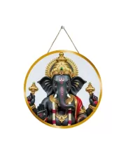 Lord Ganesha 12x12 Inch Round Religious Photo Frame | Spiritual Wall Decor For Home Temple, Pooja Room & Office | Divine Wall Art Picture For Worship, Meditation & Gift (F13073)
