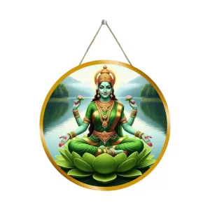 Goddess Lakshmi 12x12 Inch Round Religious Photo Frame | Spiritual Wall Decor For Home Temple, Pooja Room & Office | Divine Wall Art Picture For Worship, Meditation & Gift (F13075)