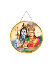 Lord Shiva Parvathi  12x12 Inch Round Religious Photo Frame | Spiritual Wall Decor For Home Temple, Pooja Room & Office | Divine Wall Art Picture For Worship, Meditation & Gift (F13080)