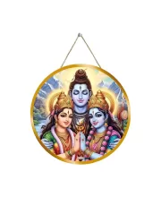 Lord Shiva Parvathi Ganga 12x12 Inch Round Religious Photo Frame | Spiritual Wall Decor For Home Temple, Pooja Room & Office | Divine Wall Art Picture For Worship, Meditation & Gift (F13081)