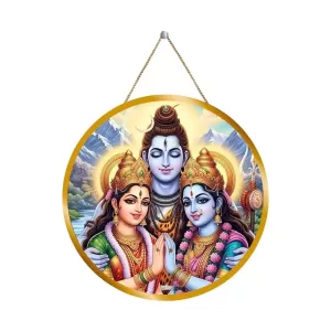Lord Shiva Parvathi Ganga 12x12 Inch Round Religious Photo Frame | Spiritual Wall Decor For Home Temple, Pooja Room & Office | Divine Wall Art Picture For Worship, Meditation & Gift (F13081) Lord Shiva Parvathi Ganga 12x12 Inch Round Religious Photo Frame | Spiritual Wall Decor For Home Temple, Pooja Room & Office | Divine Wall Art Picture For Worship, Meditation & Gift (F13081)