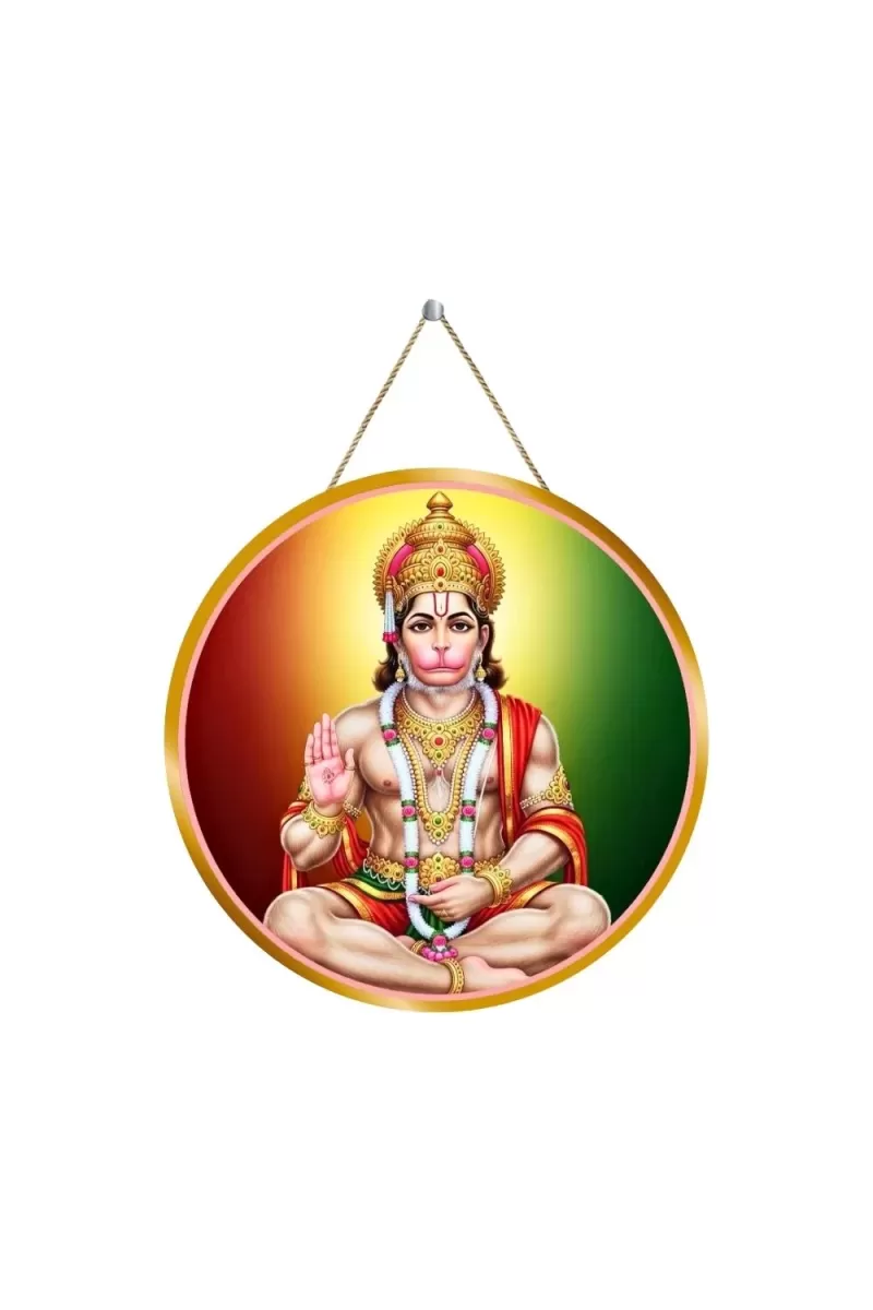 Lord Hanuman 12x12 Inch Round Religious Photo Frame | Spiritual Wall Decor For Home Temple, Pooja Room & Office | Divine Wall Art Picture For Worship, Meditation & Gift (F13083)