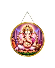 Lord Ganesha 12x12 Inch Round Religious Photo Frame | Spiritual Wall Decor For Home Temple, Pooja Room & Office | Divine Wall Art Picture For Worship, Meditation & Gift (F13085)