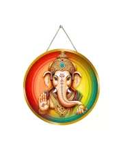 Lord Ganesha 12x12 Inch Round Religious Photo Frame | Spiritual Wall Decor For Home Temple, Pooja Room & Office | Divine Wall Art Picture For Worship, Meditation & Gift (F13086)