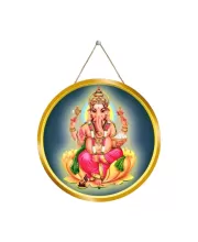 Lord Ganesha 12x12 Inch Round Religious Photo Frame | Spiritual Wall Decor For Home Temple, Pooja Room & Office | Divine Wall Art Picture For Worship, Meditation & Gift (F13087)