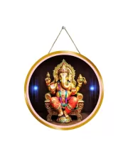 Lord Ganesha 12x12 Inch Round Religious Photo Frame | Spiritual Wall Decor For Home Temple, Pooja Room & Office | Divine Wall Art Picture For Worship, Meditation & Gift (F13088)