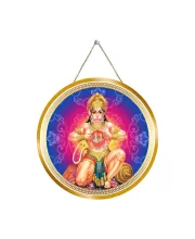 Lord Hanuman 12x12 Inch Round Religious Photo Frame | Spiritual Wall Decor For Home Temple, Pooja Room & Office | Divine Wall Art Picture For Worship, Meditation & Gift (F13094)