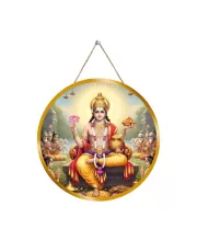 Lord Vishnu 12x12 Inch Round Religious Photo Frame | Spiritual Wall Decor For Home Temple, Pooja Room & Office | Divine Wall Art Picture For Worship, Meditation & Gift (F13095)