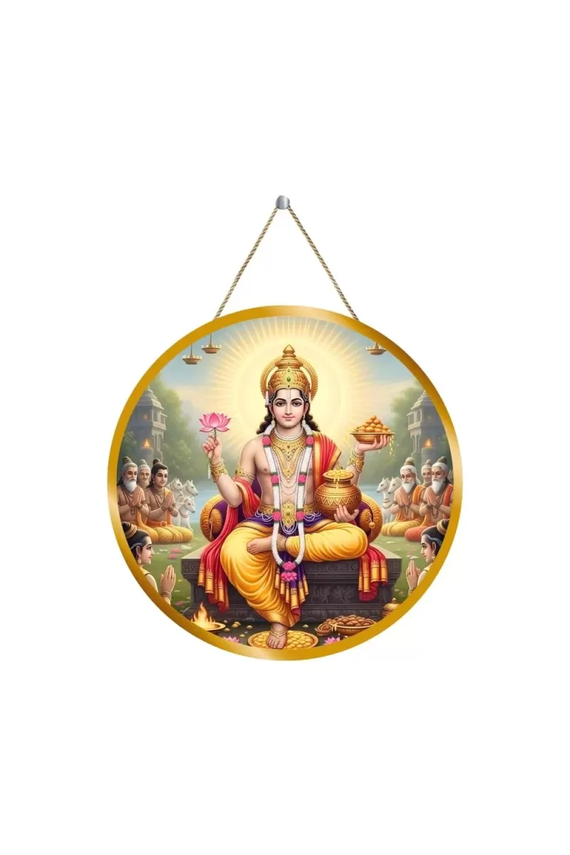 Lord Vishnu 12x12 Inch Round Religious Photo Frame | Spiritual Wall Decor For Home Temple, Pooja Room & Office | Divine Wall Art Picture For Worship, Meditation & Gift (F13095)