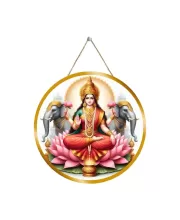 Goddess Lakshmi 12x12 Inch Round Religious Photo Frame | Spiritual Wall Decor For Home Temple, Pooja Room & Office | Divine Wall Art Picture For Worship, Meditation & Gift (F13096)