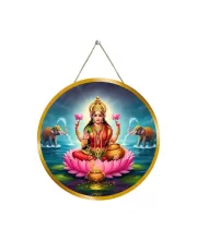 Goddess Lakshmi 12x12 Inch Round Religious Photo Frame | Spiritual Wall Decor For Home Temple, Pooja Room & Office | Divine Wall Art Picture For Worship, Meditation & Gift (F13097)