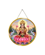 Goddess Lakshmi 12x12 Inch Round Religious Photo Frame | Spiritual Wall Decor For Home Temple, Pooja Room & Office | Divine Wall Art Picture For Worship, Meditation & Gift (F13098)