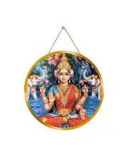 Goddess Lakshmi 12x12 Inch Round Religious Photo Frame | Spiritual Wall Decor For Home Temple, Pooja Room & Office | Divine Wall Art Picture For Worship, Meditation & Gift (F13099)