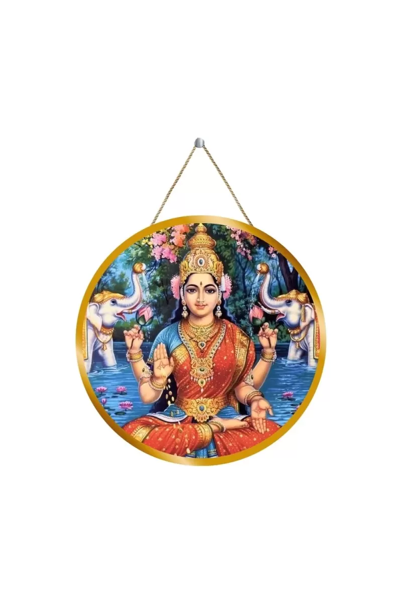 Goddess Lakshmi 12x12 Inch Round Religious Photo Frame | Spiritual Wall Decor For Home Temple, Pooja Room & Office | Divine Wall Art Picture For Worship, Meditation & Gift (F13099)
