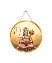 Lord Hanuman 12x12 Inch Round Religious Photo Frame | Spiritual Wall Decor For Home Temple, Pooja Room & Office | Divine Wall Art Picture For Worship, Meditation & Gift (F13102)
