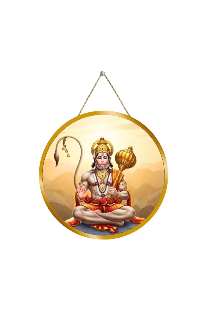 Lord Hanuman 12x12 Inch Round Religious Photo Frame | Spiritual Wall Decor For Home Temple, Pooja Room & Office | Divine Wall Art Picture For Worship, Meditation & Gift (F13102)