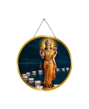 Goddess Lakshmi 12x12 Inch Round Religious Photo Frame | Spiritual Wall Decor For Home Temple, Pooja Room & Office | Divine Wall Art Picture For Worship, Meditation & Gift (F13109)