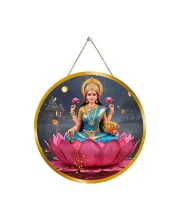 Goddess Lakshmi 12x12 Inch Round Religious Photo Frame | Spiritual Wall Decor For Home Temple, Pooja Room & Office | Divine Wall Art Picture For Worship, Meditation & Gift (F13111)