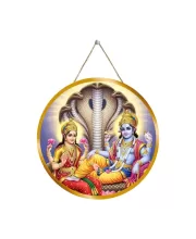 Lord Vishnu Lakshmi 12x12 Inch Round Religious Photo Frame | Spiritual Wall Decor For Home Temple, Pooja Room & Office | Divine Wall Art Picture For Worship, Meditation & Gift (F13116)