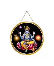 Lord Vishnu 12x12 Inch Round Religious Photo Frame | Spiritual Wall Decor For Home Temple, Pooja Room & Office | Divine Wall Art Picture For Worship, Meditation & Gift (F13117)