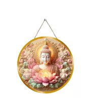 Lord Buddha 12x12 Inch Round Religious Photo Frame | Spiritual Wall Decor For Home Temple, Pooja Room & Office | Divine Wall Art Picture For Worship, Meditation & Gift (F13118)