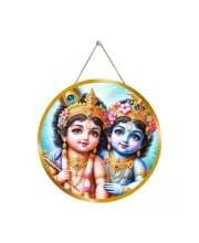 Lord Krishna Balarama 12x12 Inch Round Religious Photo Frame | Spiritual Wall Decor For Home Temple, Pooja Room & Office | Divine Wall Art Picture For Worship, Meditation & Gift (F13120)