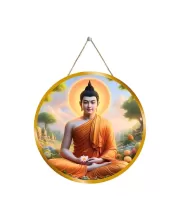 Serene Buddha 12x12 Inch Round Religious Photo Frame | Spiritual Wall Decor For Home Temple, Pooja Room & Office | Divine Wall Art Picture For Worship, Meditation & Gift (F13122)