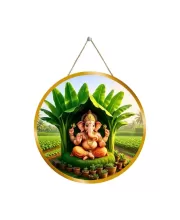 Lord Ganesha 12x12 Inch Round Religious Photo Frame | Spiritual Wall Decor For Home Temple, Pooja Room & Office | Divine Wall Art Picture For Worship, Meditation & Gift (F13126)