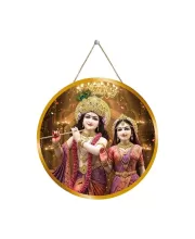 Radha Krishna 12x12 Inch Round Religious Photo Frame | Spiritual Wall Decor For Home Temple, Pooja Room & Office | Divine Wall Art Picture For Worship, Meditation & Gift (F13128)